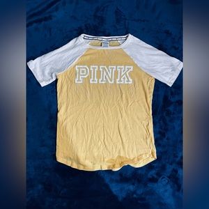 Lightweight VS PINK yellow white short sleeve t shirt